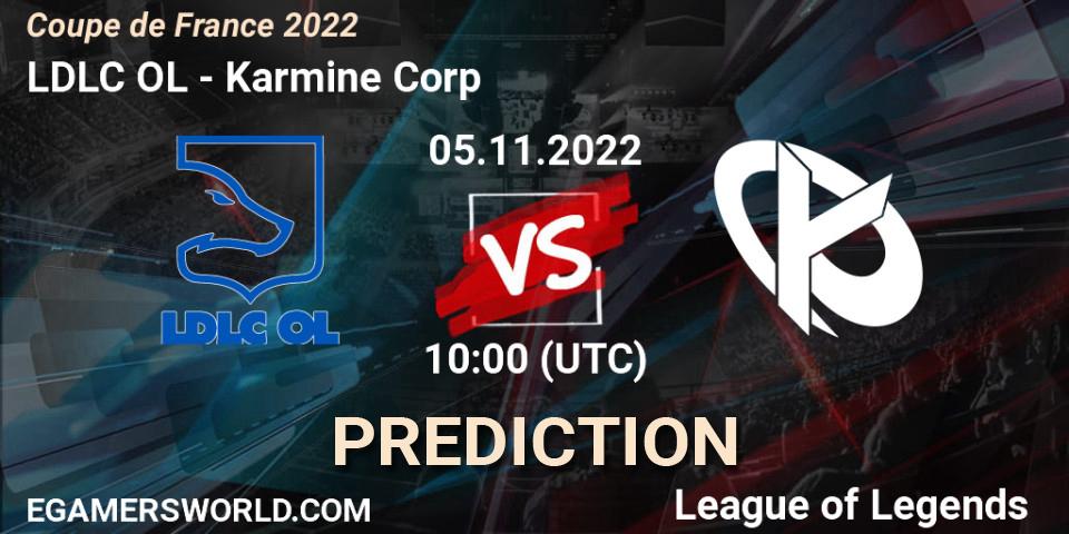 LDLC OL - Karmine Corp: ennuste. 05.11.22, LoL, Coupe de France 2022