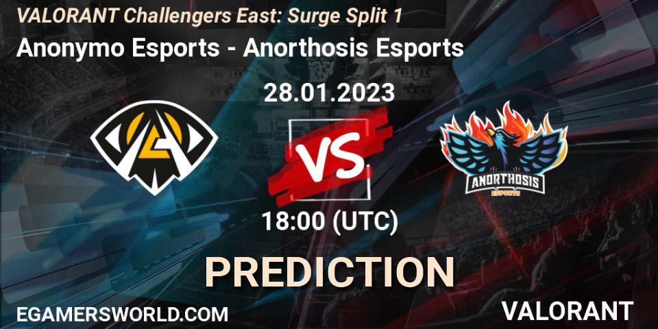 Anonymo Esports - Anorthosis Esports: ennuste. 28.01.23, VALORANT, VALORANT Challengers 2023 East: Surge Split 1
