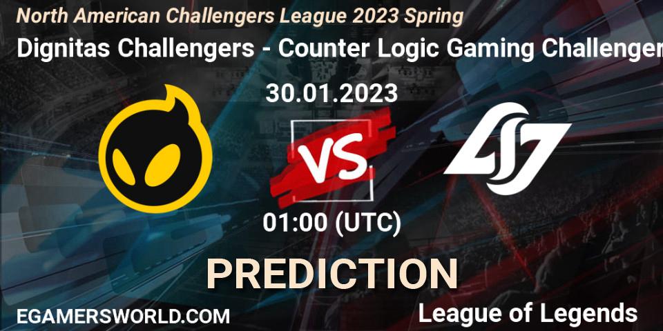Dignitas Challengers - Counter Logic Gaming Challengers: ennuste. 30.01.23, LoL, NACL 2023 Spring - Group Stage