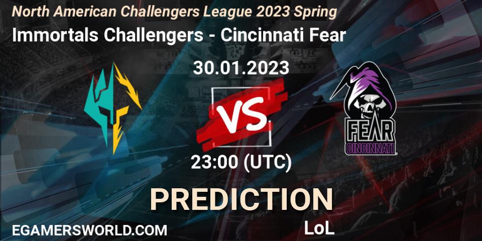 Immortals Challengers - Cincinnati Fear: ennuste. 30.01.23, LoL, NACL 2023 Spring - Group Stage