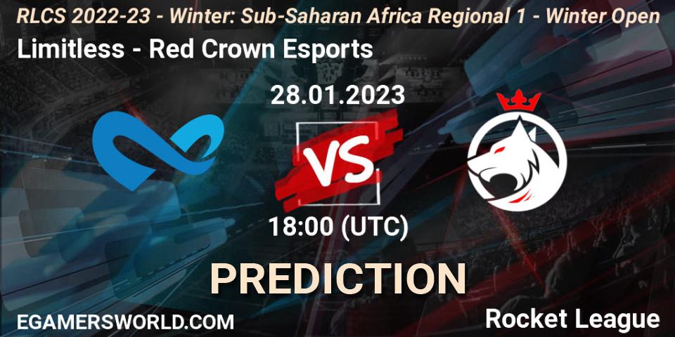 Limitless - Red Crown Esports: ennuste. 28.01.23, Rocket League, RLCS 2022-23 - Winter: Sub-Saharan Africa Regional 1 - Winter Open