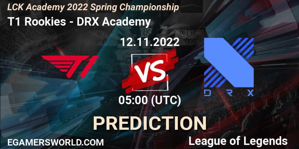 T1 Rookies - DRX Academy: ennuste. 12.11.22, LoL, LCK Academy 2022 Spring Championship