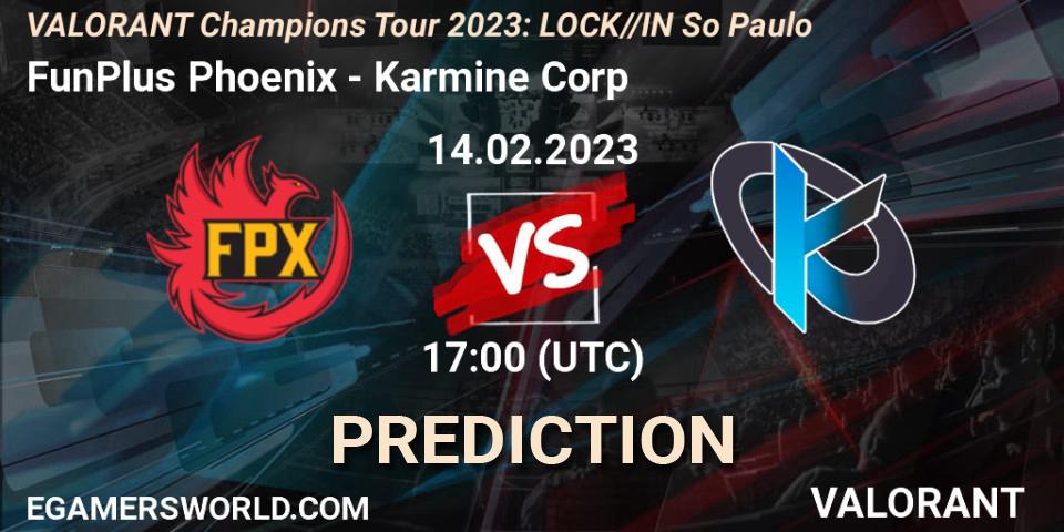 FunPlus Phoenix - Karmine Corp: ennuste. 14.02.23, VALORANT, VALORANT Champions Tour 2023: LOCK//IN São Paulo