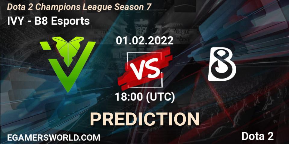 IVY - B8 Esports: ennuste. 01.02.22, Dota 2, Dota 2 Champions League 2022 Season 7