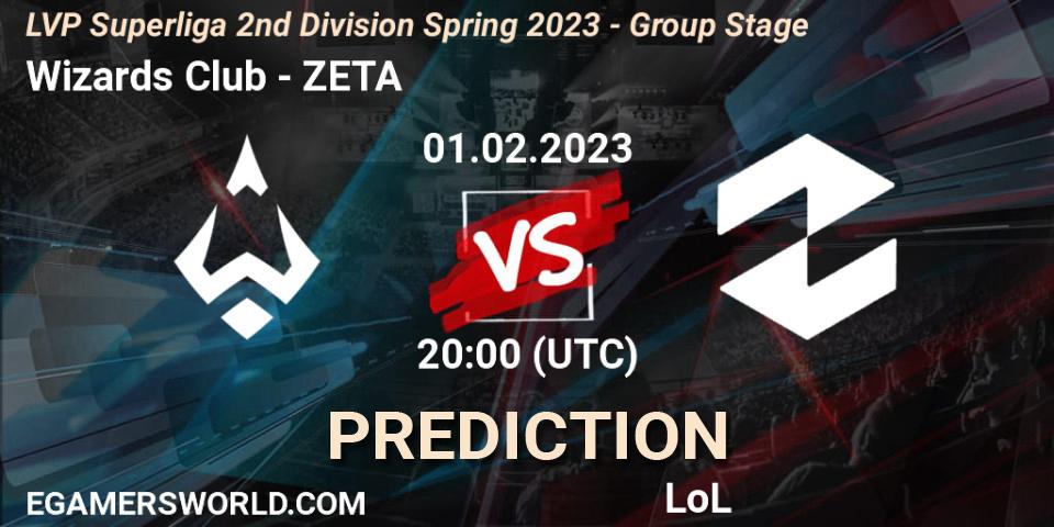 Wizards Club - ZETA: ennuste. 01.02.23, LoL, LVP Superliga 2nd Division Spring 2023 - Group Stage