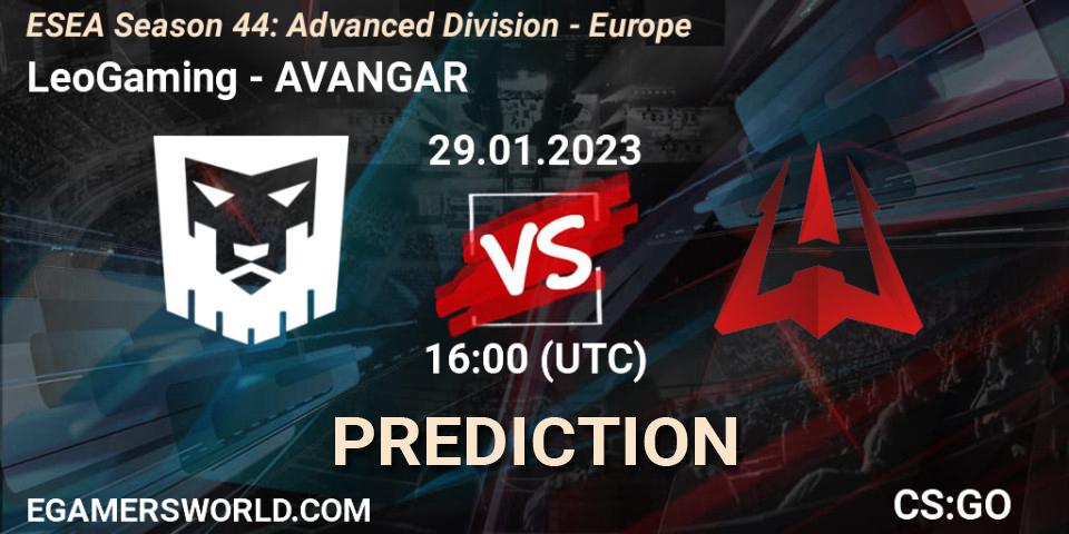 LeoGaming - AVANGAR: ennuste. 29.01.23, CS2 (CS:GO), ESEA Season 44: Advanced Division - Europe