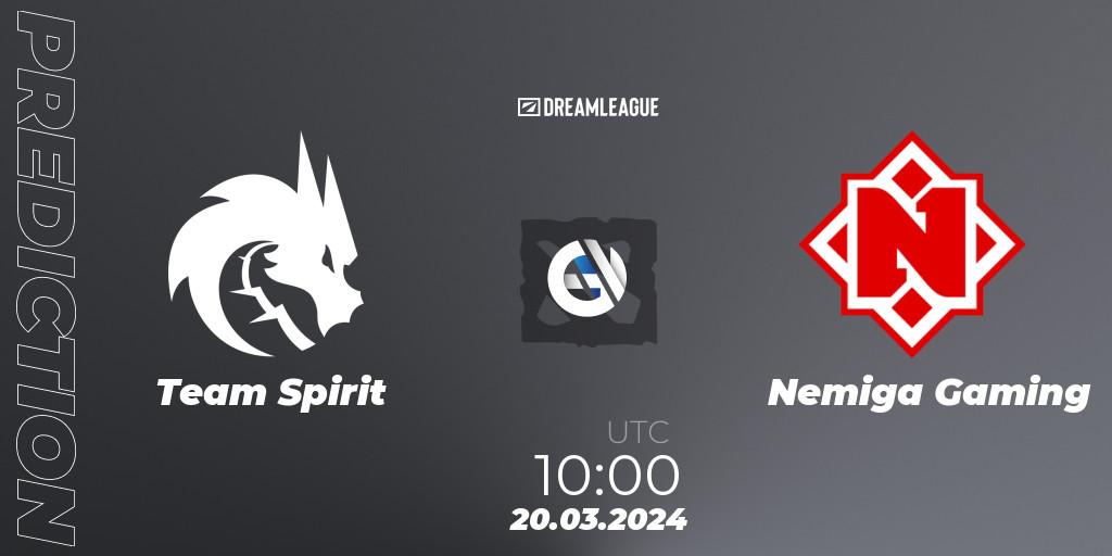 Team Spirit - Nemiga Gaming: ennuste. 20.03.24, Dota 2, DreamLeague Season 23: Eastern Europe Closed Qualifier