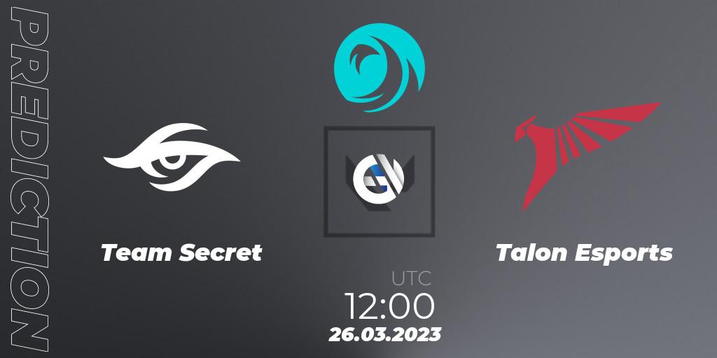 Team Secret - Talon Esports: ennuste. 26.03.23, VALORANT, VCT 2023: Pacific League