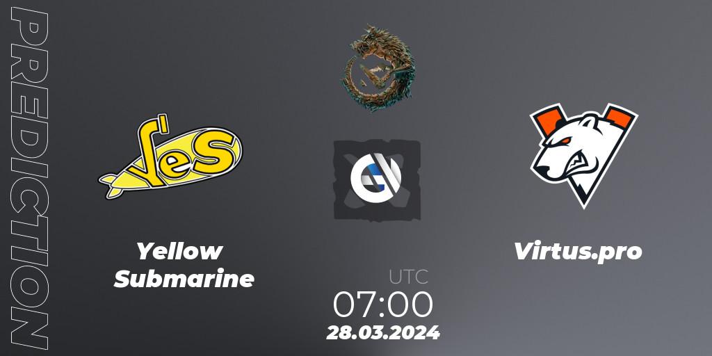 Yellow Submarine - Virtus.pro: ennuste. 28.03.24, Dota 2, PGL Wallachia Season 1: Eastern Europe Closed Qualifier