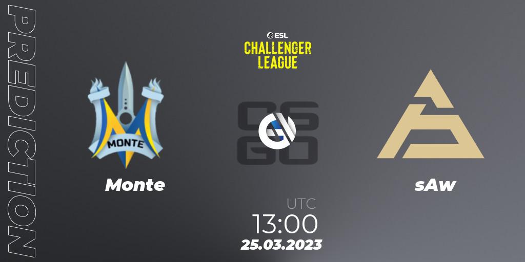 Monte - sAw: ennuste. 25.03.23, CS2 (CS:GO), ESL Challenger League Season 44: Europe