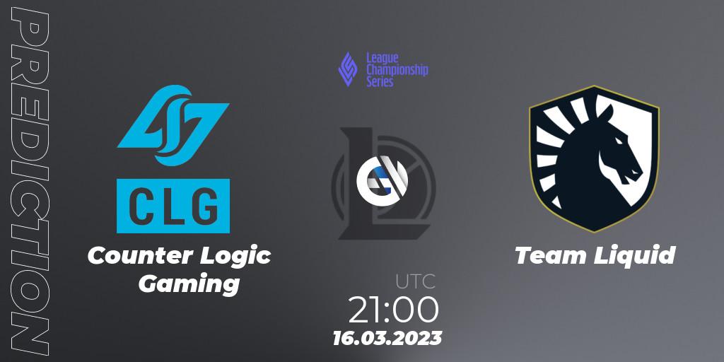 Counter Logic Gaming - Team Liquid: ennuste. 17.03.23, LoL, LCS Spring 2023 - Group Stage
