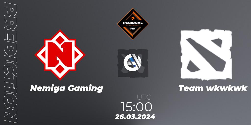 Nemiga Gaming - Team wkwkwk: ennuste. 26.03.24, Dota 2, RES Regional Series: EU #1
