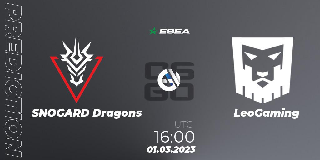 SNOGARD Dragons - LeoGaming: ennuste. 01.03.23, CS2 (CS:GO), ESEA Season 44: Advanced Division - Europe