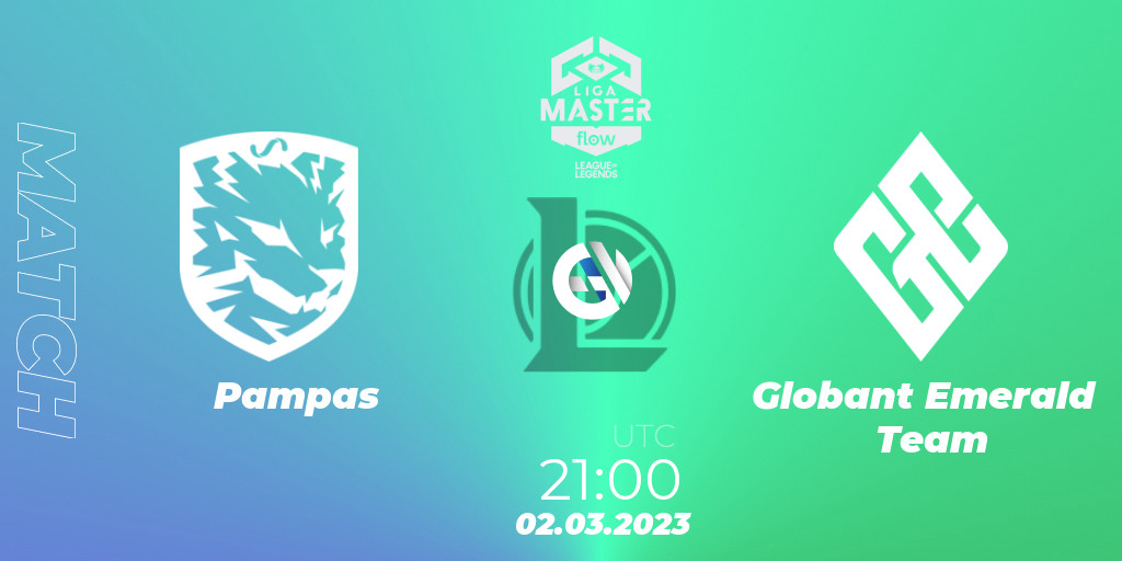 Pampas - Globant Emerald Team: . LoL, ennustus, suoratoisto,  LiveScore, tulokset. Liga Master Opening 2023 - Playoffs, Pampas - Globant  Emerald Team. Twitch, YouTube - qjicO2lwqs | EGW
